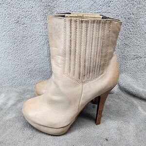 Mojo Moxy Shoes Womens Size 6 Tan Leather Heel Platform Boots *Read*